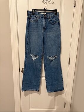 Altar'd State Mid Blue Straight Leg Distressed Jeans
